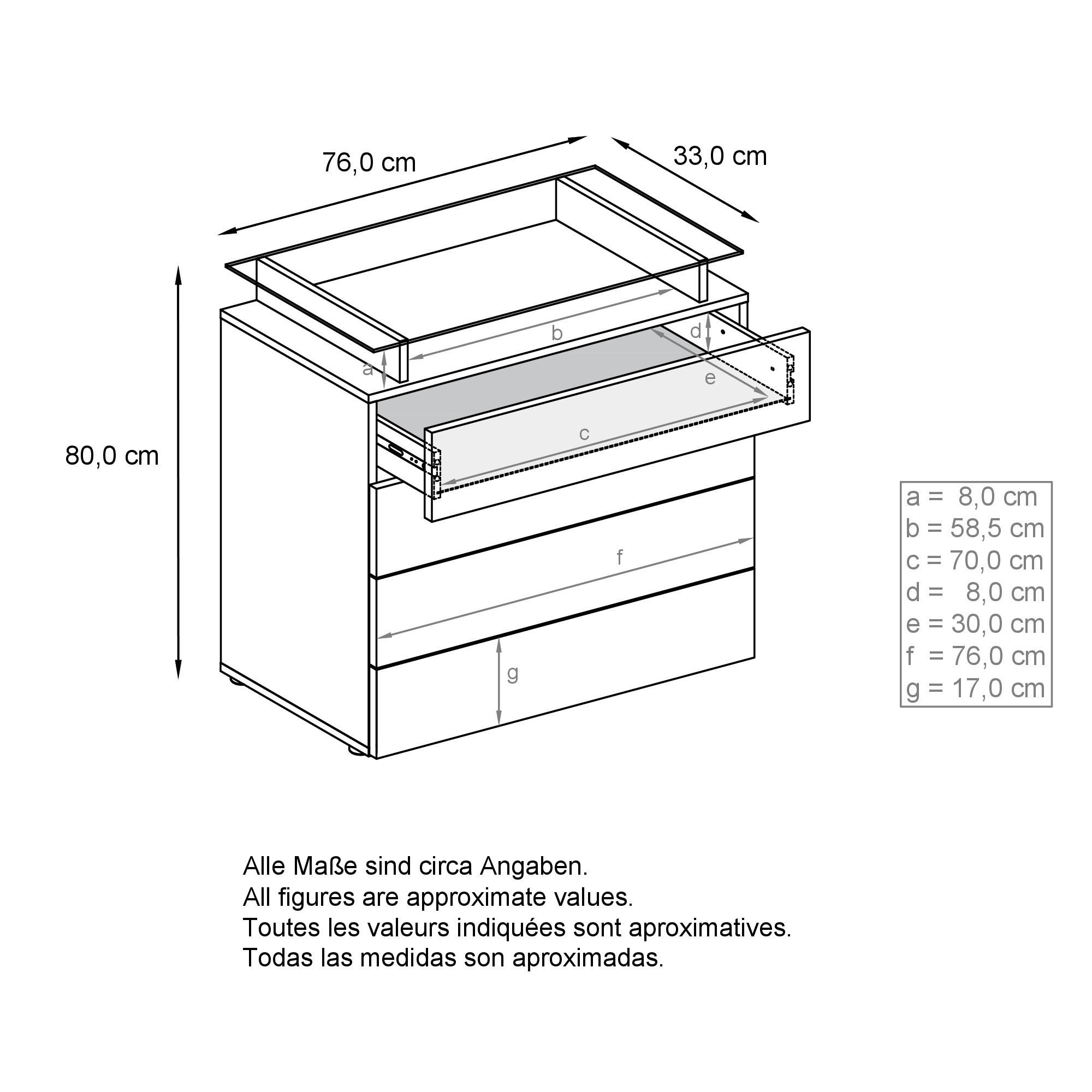Thumbnail - Vladon Kommode, Anthrazit, Holzwerkstoff, 76x80x33 cm, Wohnzimmer, Kommoden & Sideboards, Kommoden