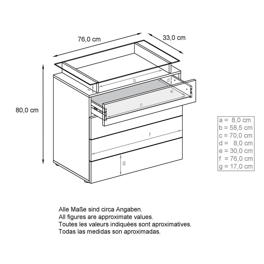 Thumbnail - Vladon Kommode, Weiß, Holzwerkstoff, 76x80x33 cm, Wohnzimmer, Kommoden & Sideboards, Kommoden