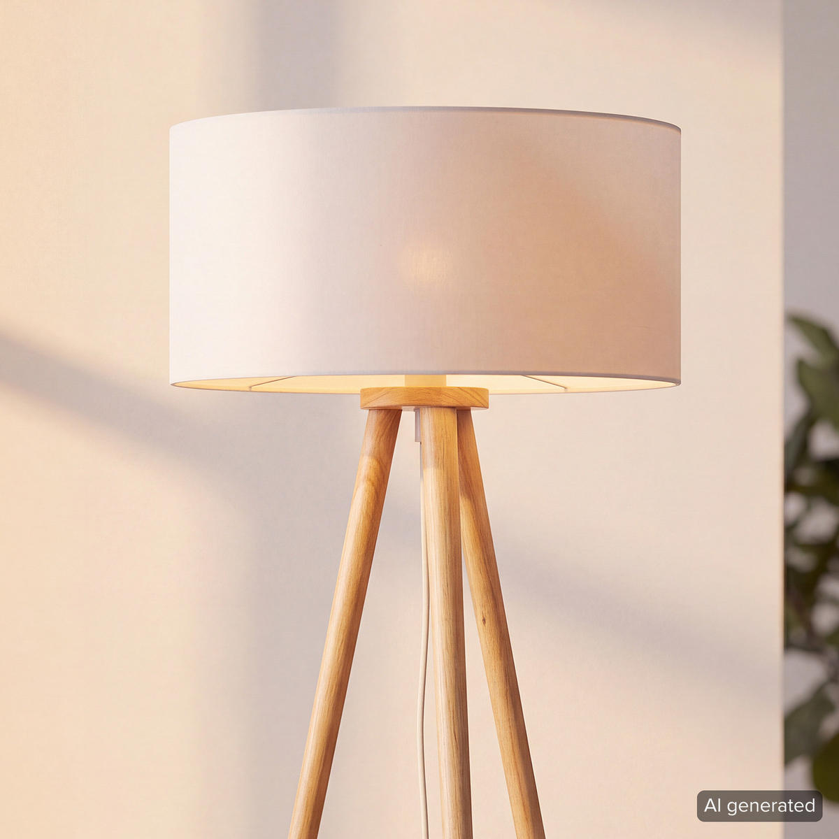 STEHLEUCHTE - Massivholz / Webstoff - 1-flammig - Braun, Holz/Textil (50/50/150cm) - home24