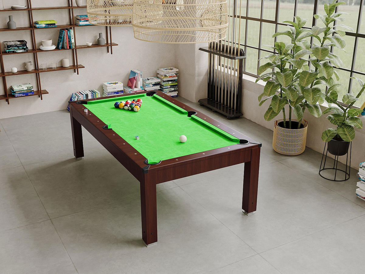 BILLARDTISCH - 8 Personen - Holz, Platte - Naturfarben Dunkel, Grün - - Naturfarben, Holz (207.7/114.2cm) - Vente-Unique