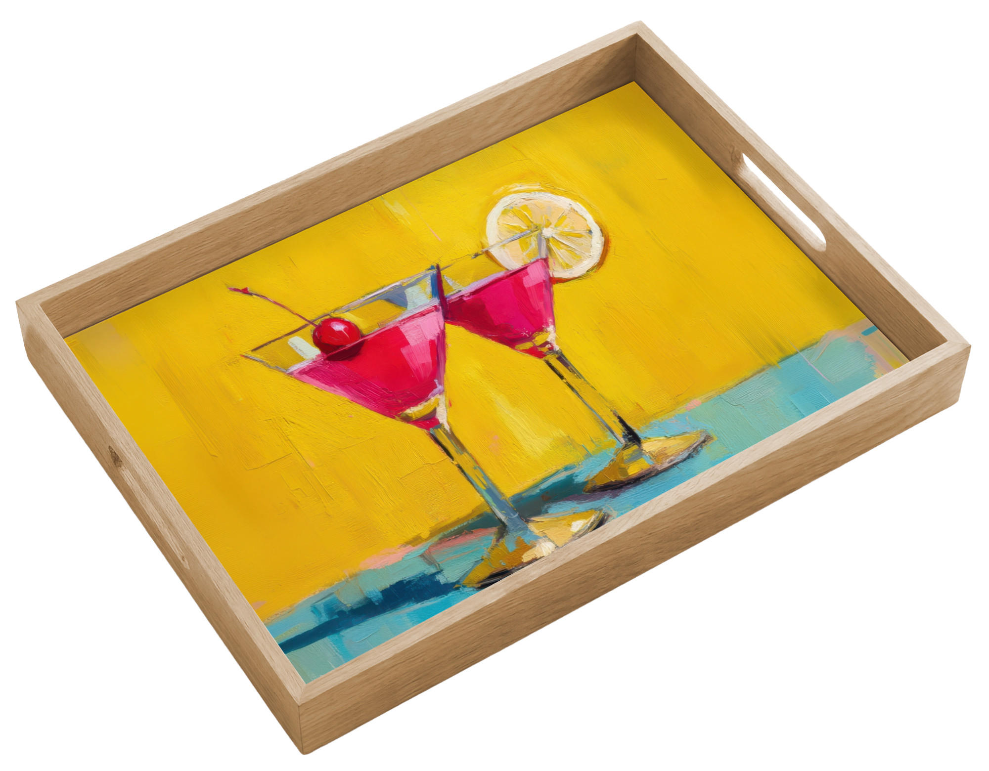 OnlyWow SERVÍROVACÍ PODNOS Sklenice - Koktejl - Citron - Třešeň 50x35 cm