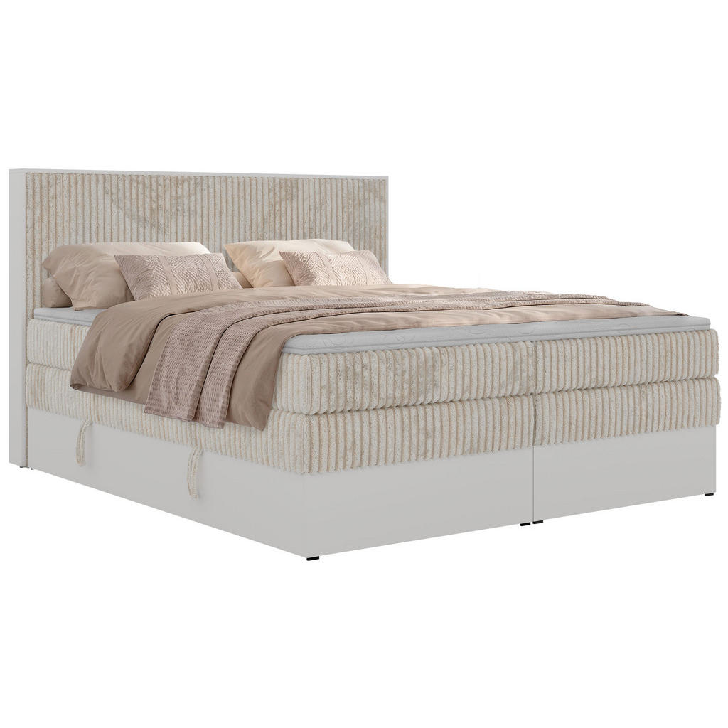 MKS POSTEL BOXSPRING TRAVIT KING 180/200 - Béžová Manšestr - Topper T25 - H4