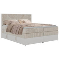 BOXSPRINGOVÁ POSTEĽ TRAVIT KING 140/200 - Béžová Manšestr - Topper Visco - Stredne tvrdé (H3) - čierna/béžová, textil/plast (140/200cm) - MKS