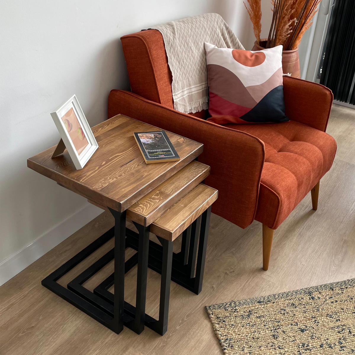 SATZTISCH Rørvig im 3er Set - Eichefarben, Holz (47/40/57cm) - [en.casa]