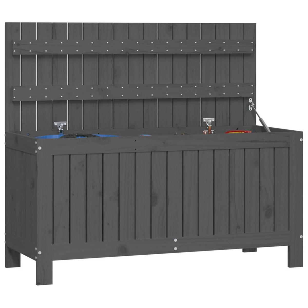 GARTENTRUHE Grau 108x42,5x54 cm Massivholz Kiefer - Grau, Holz (108/54/42.5cm) - furnicato