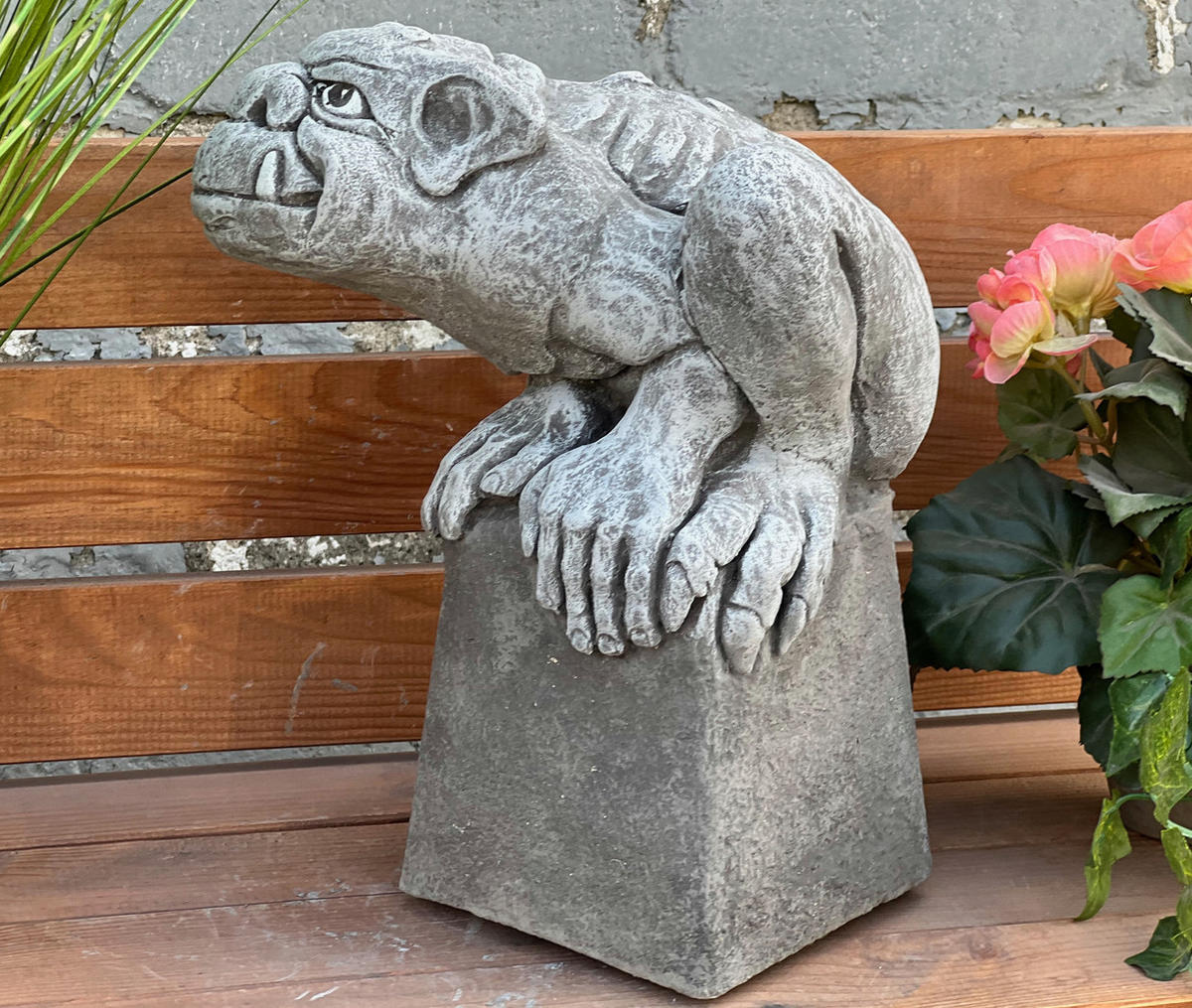 STEINFIGUR Gargoyle Edgar frostfest Steinguss - Grau, Stein (20/28/24cm) - stoneandstyle
