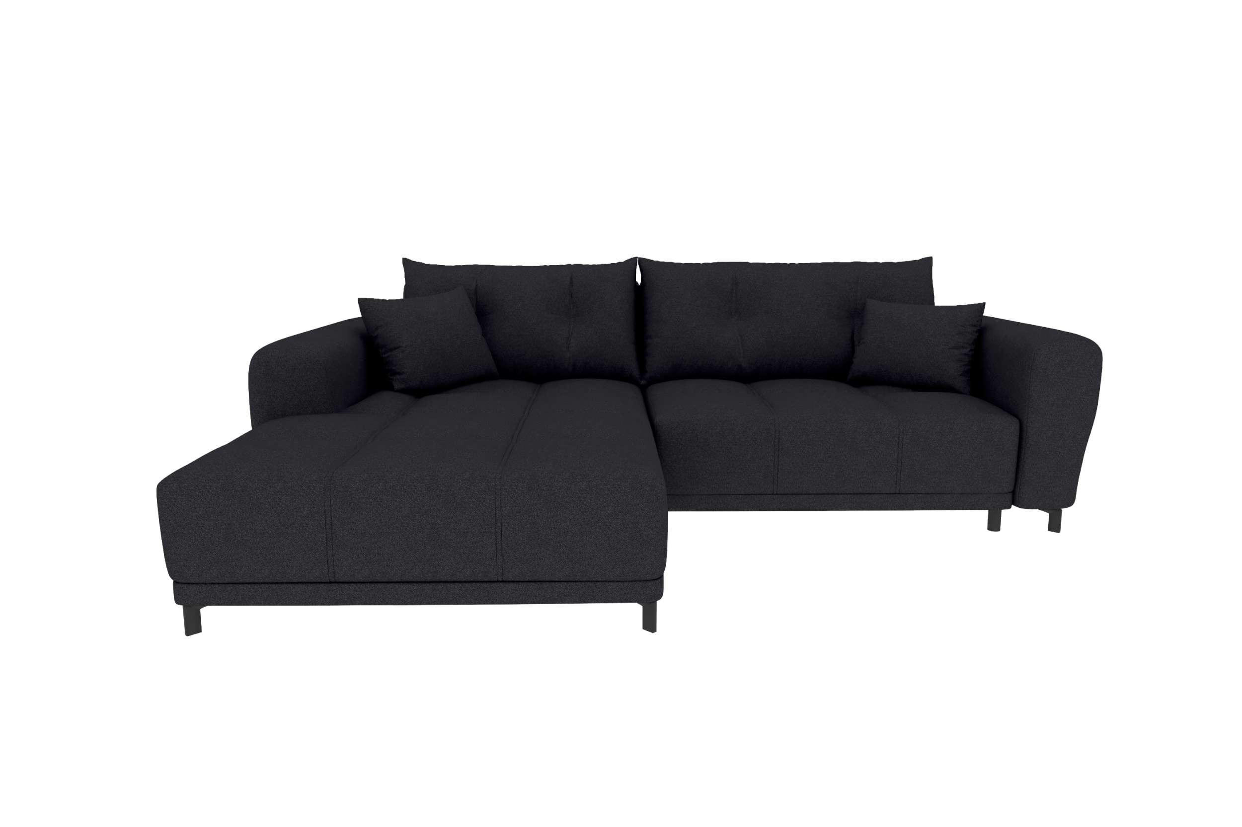 ECKSOFA Massimo Strukturstoff Schwarz inkl. Schlaffunktion Links - Schwarz, Textil/Metall (246/177cm) - 99rooms