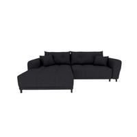ECKSOFA Massimo Strukturstoff Schwarz inkl. Schlaffunktion Links - Schwarz, Textil/Metall (246/177cm) - 99rooms