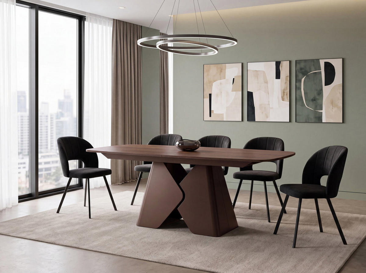 ESSTISCH Vanta rechteckig ausziehbar verlängerbar mit Braunem Metallgestell, Nussbaum Braun 180-270/90/76 cm - Walnussfarben/Braun, Holzwerkstoff/Metall (90/270/76cm) - WFL GROUP