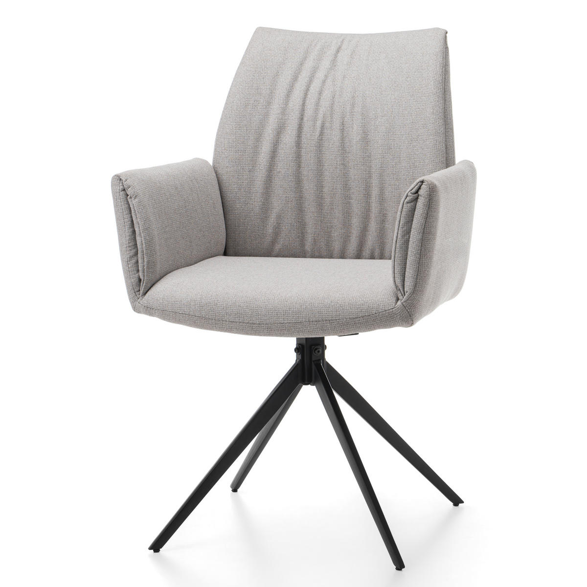 STUHL PRATO gepolstert mit Steppung - grau - Chenille - Schwarz/Grau, Textil/Metall (60/89/63cm) - NEW HOME