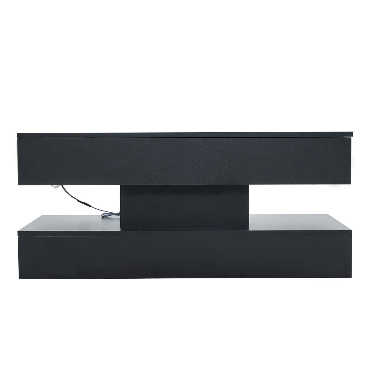 COUCHTISCH 100/50/42 cm schwarz mit LED-Beleuchtung und verstecktem Stauraum höhenverstellbar - Schwarz, Holzwerkstoff (100/50/42cm) - OKWISH