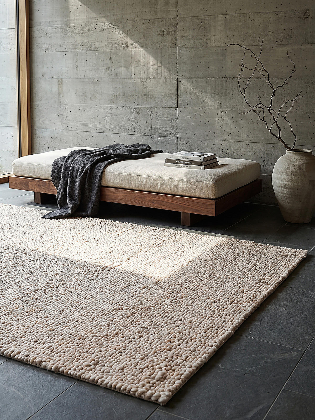 KURZFLORTEPPICH handgewebt GLAVEN, Bouclé-Struktur, Creme, 120 x 170 cm - Beige, Textil (120/170cm) - KADIMA DESIGN