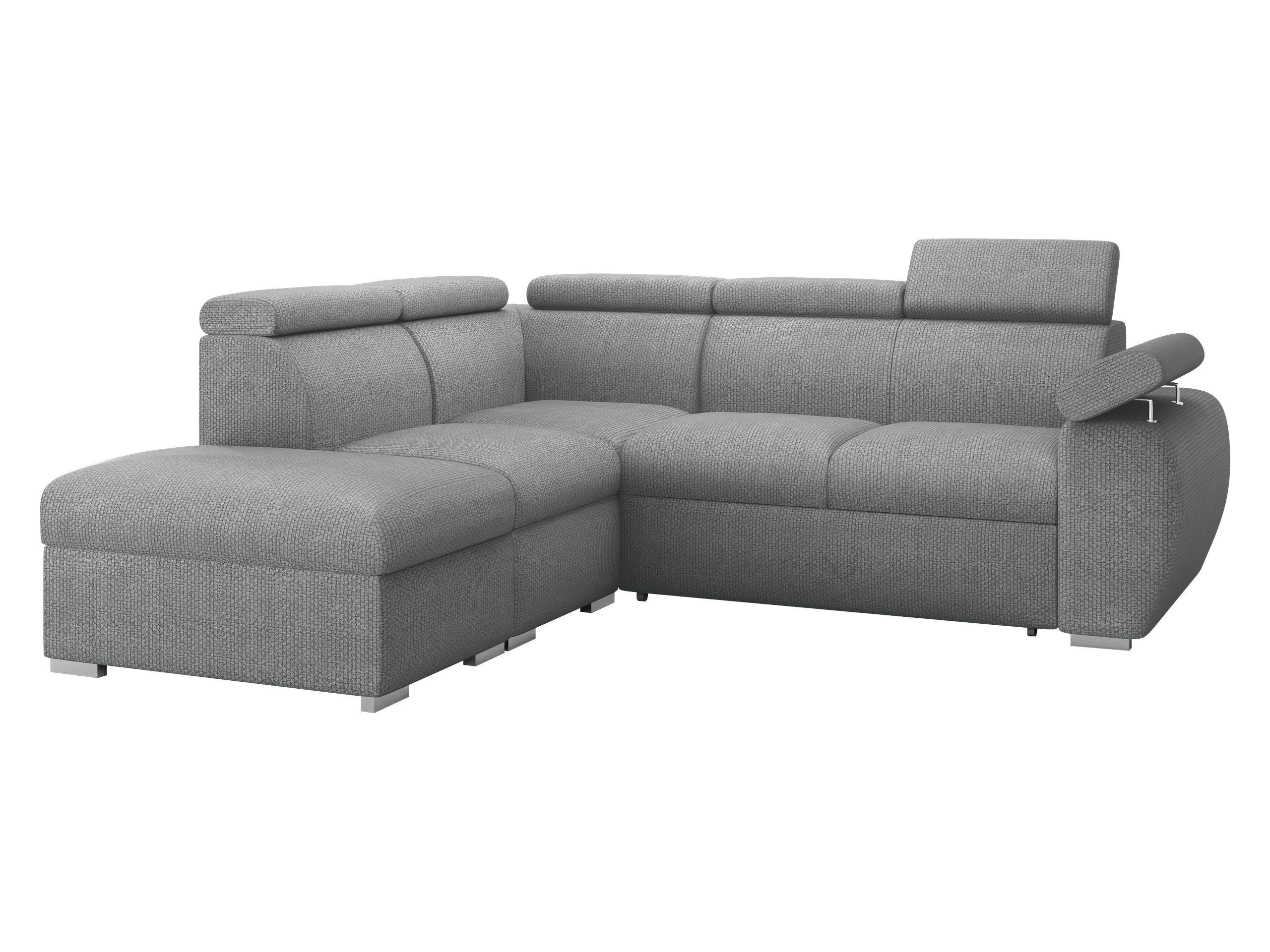 ECKSOFA Boston 2RR1P, Seite: Links PUFAP+R+1P(65)+2R - Dunkelgrau/Silberfarben, Holz/Textil (260/230cm) - MIRJAN24