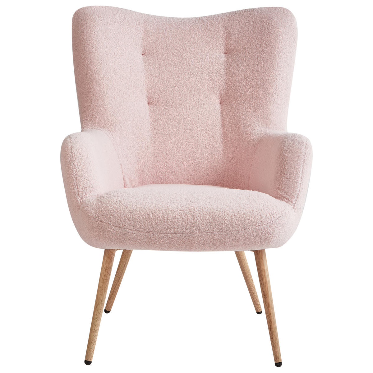 OHRENSESSEL mit Fußstütze Bouclé Pastellrosa Vejle - Pink, Textil (67/95/70cm) - Beliani