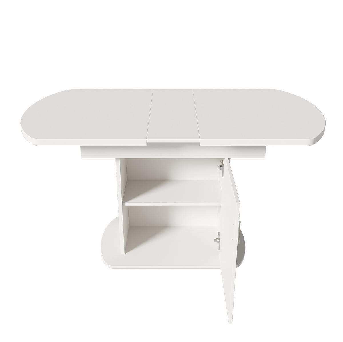 AUSZIEHTISCH oval 110/70/75 cm in Weiß mit Stauraum – ausziehbar auf 130 cm - Weiß, Holzwerkstoff (130/70/75cm) - BEAOK