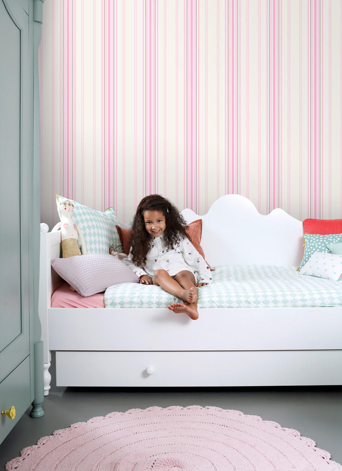 TAPETE Streifen 53 cm x 10.05 m - Pink, Papier (53/0.1cm) - ESTAhome
