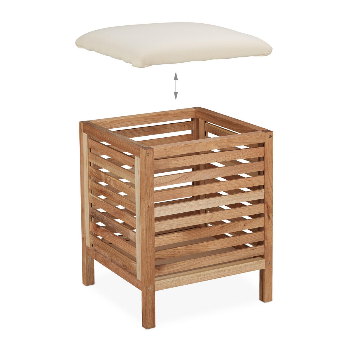 WÄSCHEKORB - Hellbraun, Holz/Textil (39/51/39cm) - Relaxdays