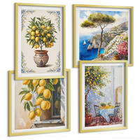 BILDER SET 4er Set - 50x50 cm & 40x60 cm Goldrahmen - Zitronenbäume in der Sonne - Goldfarben, Kunststoff (50/50cm) - TULUP