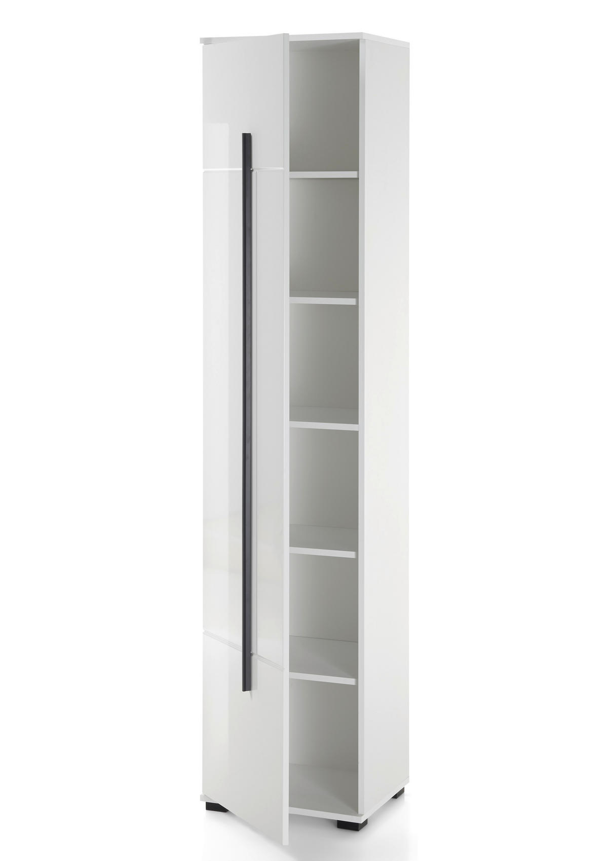 BADSCHRANK M12 Weiß Hochglanz 45/200/35 cm hoch links - Weiß Hochglanz, Holzwerkstoff (45/200/35cm) - Livojo