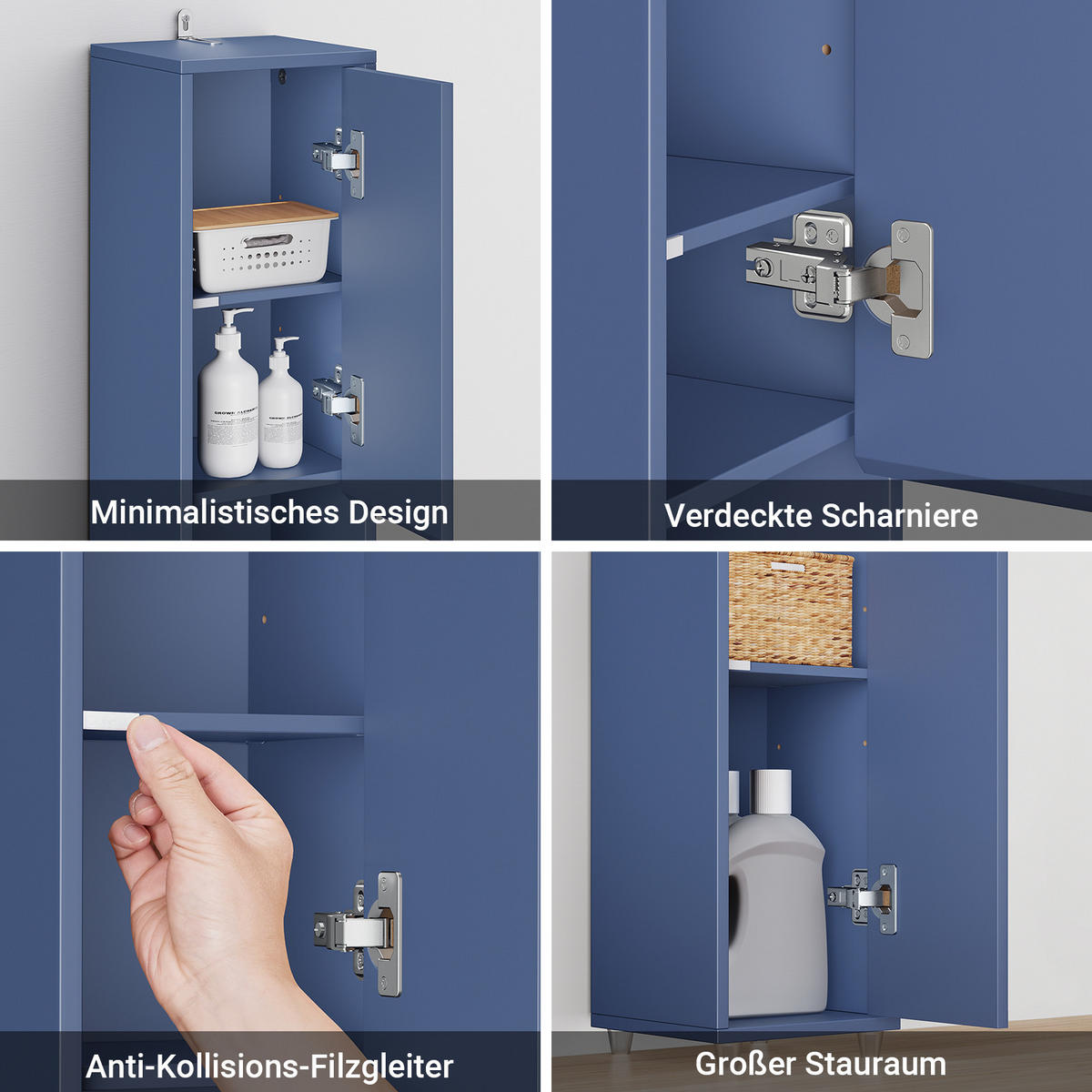HOCHSCHRANK schmal Blau - Blau, Holzwerkstoff (20/180/20cm) - SoBuy
