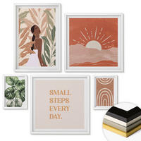 WANDBILDER 5er-Set - 50x50 cm & 20x30 cm & 40x60 cm Weißer Rahmen - abstrakte Formen im Boho-Stil - Weiß, Kunststoff (40/60cm) - ArtPrintCave