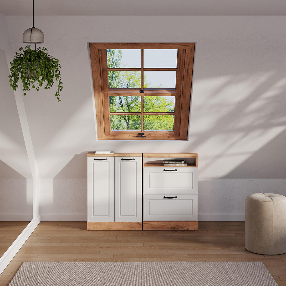 DACHSCHRÄGENSCHRANK Rion Weiß Landhaus mit 2 Türen - Weiß, Holzwerkstoff (60/81.6/46cm) - Vicco