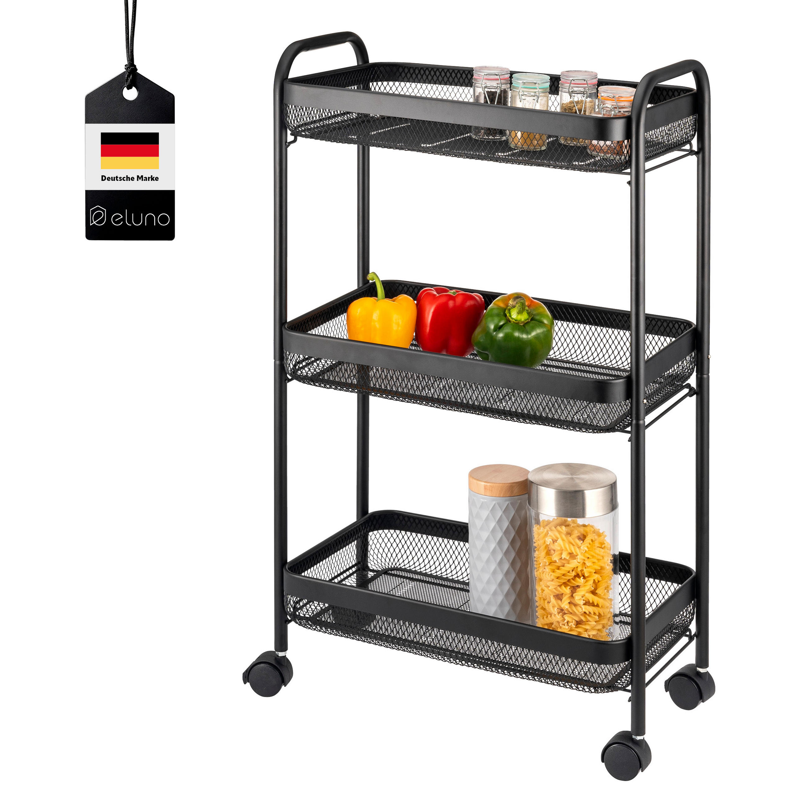 ROLLWAGEN, schwarz, Metall - Schwarz, Metall (47/79.5/27cm) - eluno