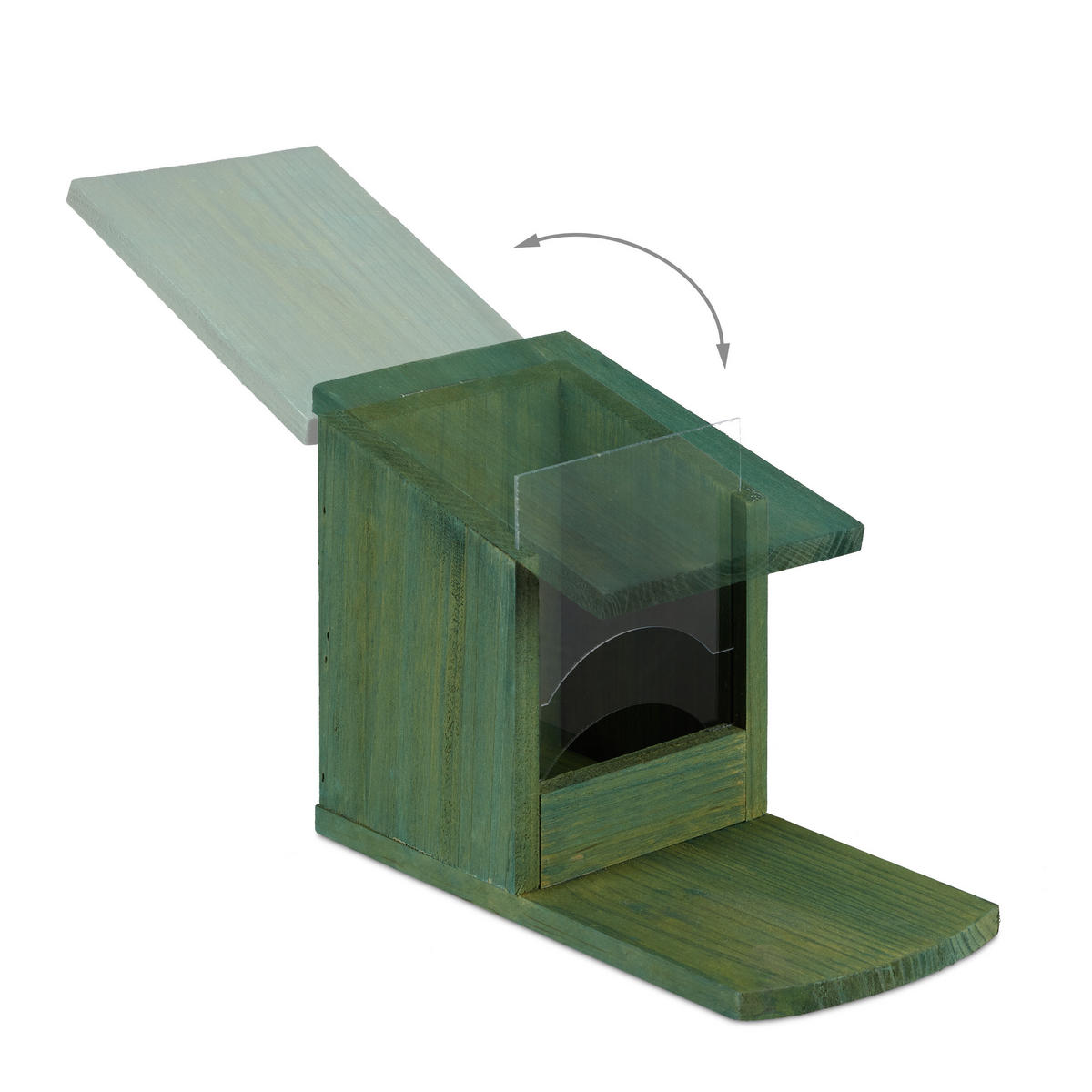 EICHHÖRNCHEN Futterhaus - Dunkelgrün, Holz/Kunststoff (12/17.5/25cm) - Relaxdays