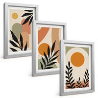 BILDER SET 3er Set - 20x30 cm Silberner Rahmen - Abstrakte Pflanzenformen - Silberfarben, Kunststoff (20/30cm) - TULUP
