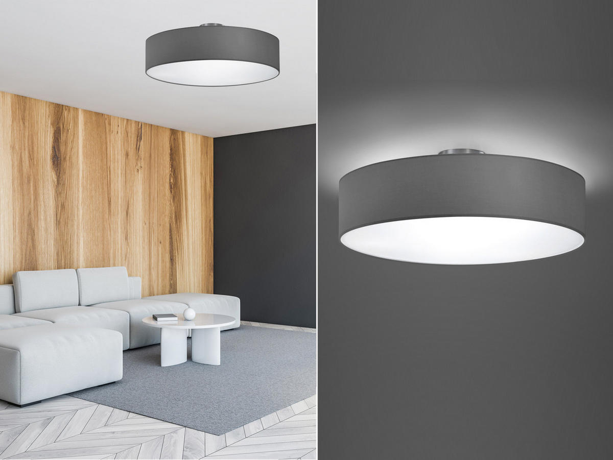 LED-DECKENLAMPE Ø50cm, Lampenschirm Stoff Grau - Grau, Textil (50/50/17cm) - meineWunschleuchte