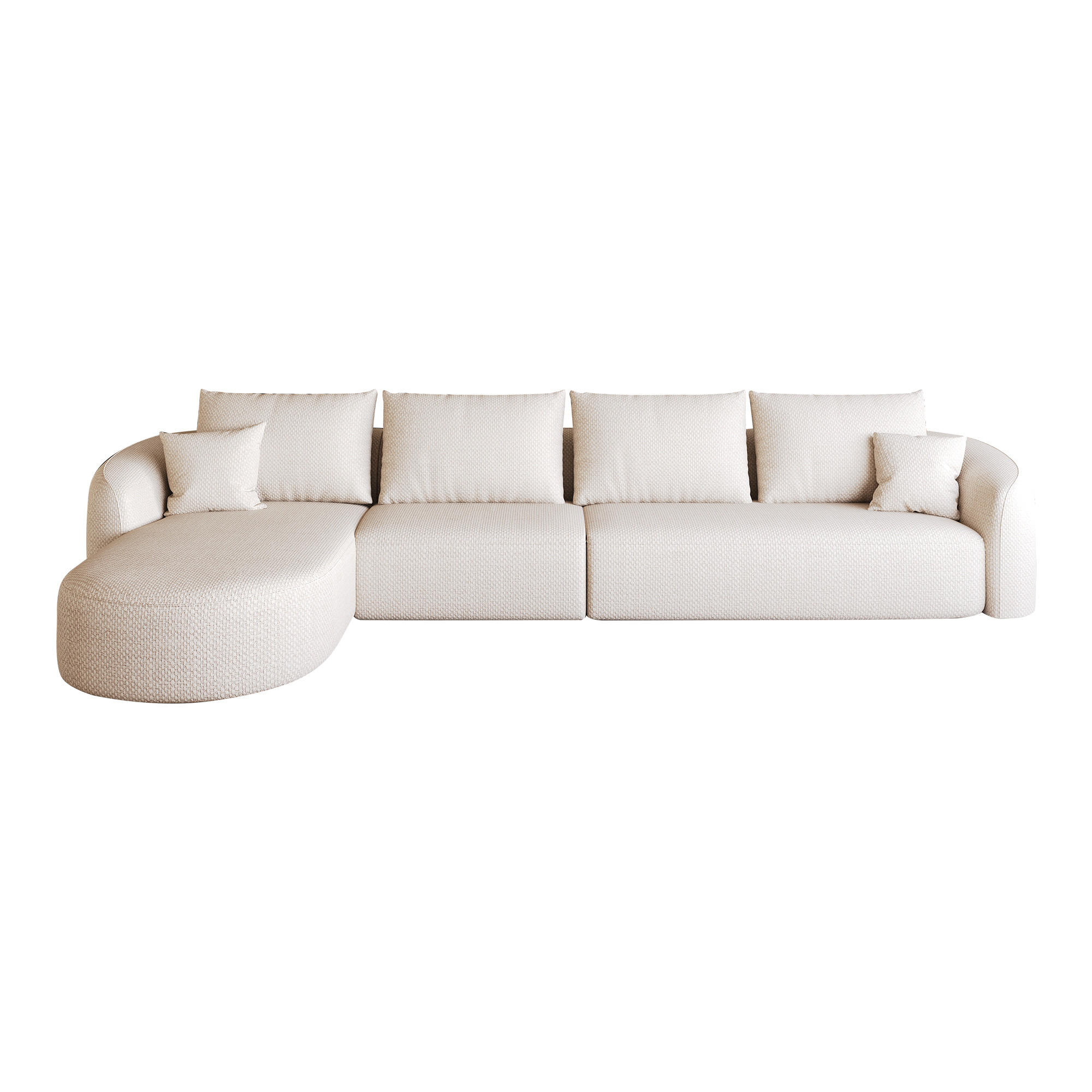 L-FÖRMIGES ECKSOFA Weiß 336/168/85 cm 5-Sitzer Modular Ohne Montage - Weiß, Textil (336/168cm) - PANGIVO