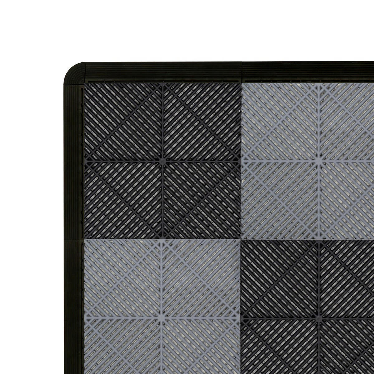 GARAGENBODENFLIESEN Belüftete mit Kanten – 60 Schwarz und 60 Grau - Schwarz, Kunststoff (40/1.8/40cm)