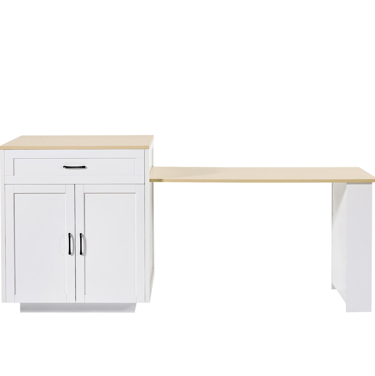BAROVÝ stůl 133–202/70/93,5 cm rozkládací s úložným prostorem a kolečky, MDF, Bílá - bílá, kompozitní dřevo (133/70/93.5cm) - Redom