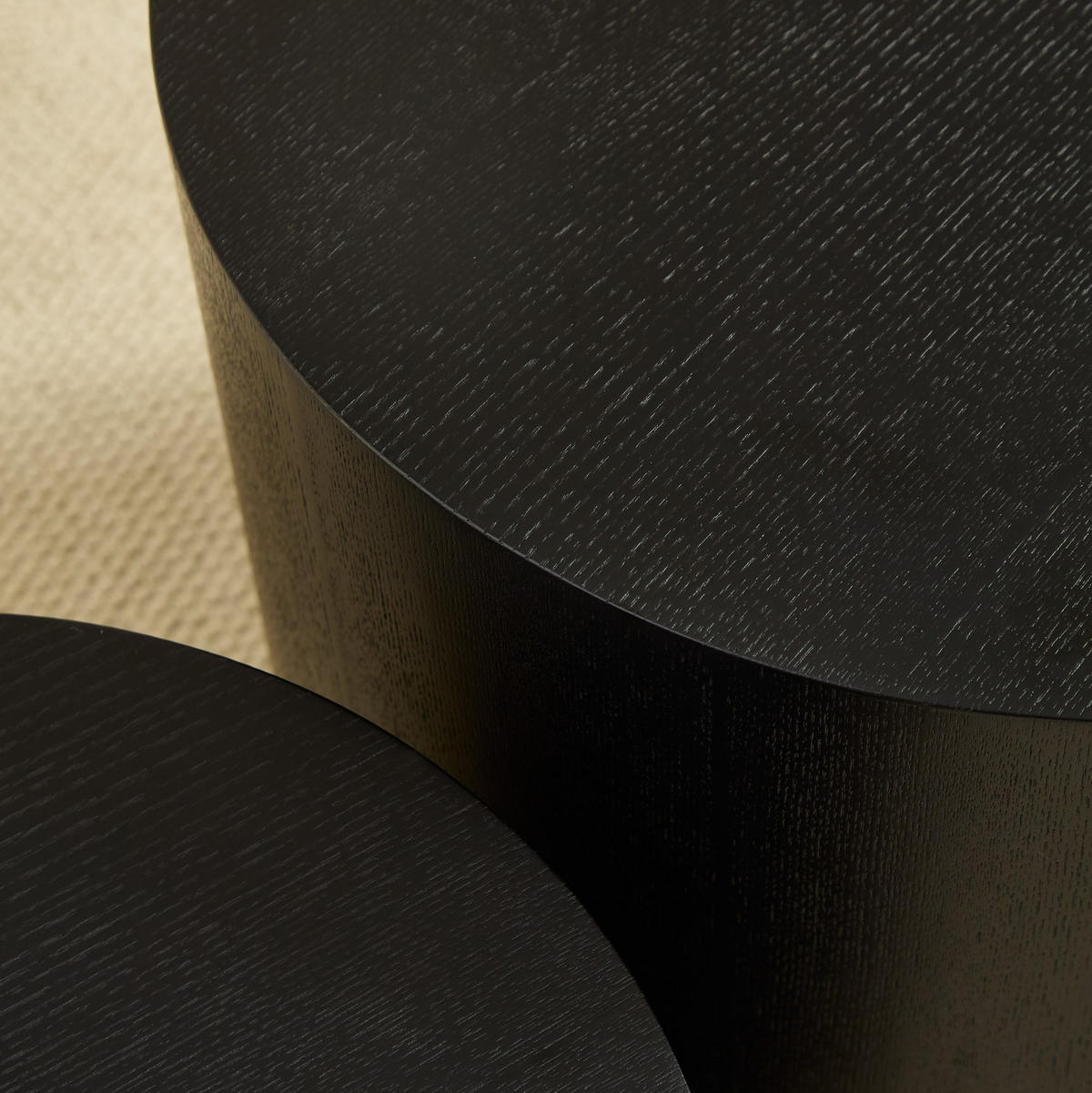 COUCHTISCH Ø48/38 cm aus MDF in Schwarz mit platzsparender Nesting-Funktion - Schwarz, Holzwerkstoff (48/48/38cm) - OKMYHOME