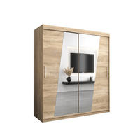 SCHWEBETÜRENSCHRANK 200/180/62 2-türig - Silberfarben/Sonoma Eiche, Holz/Kunststoff (180/200/62cm) - Abiks Möbel