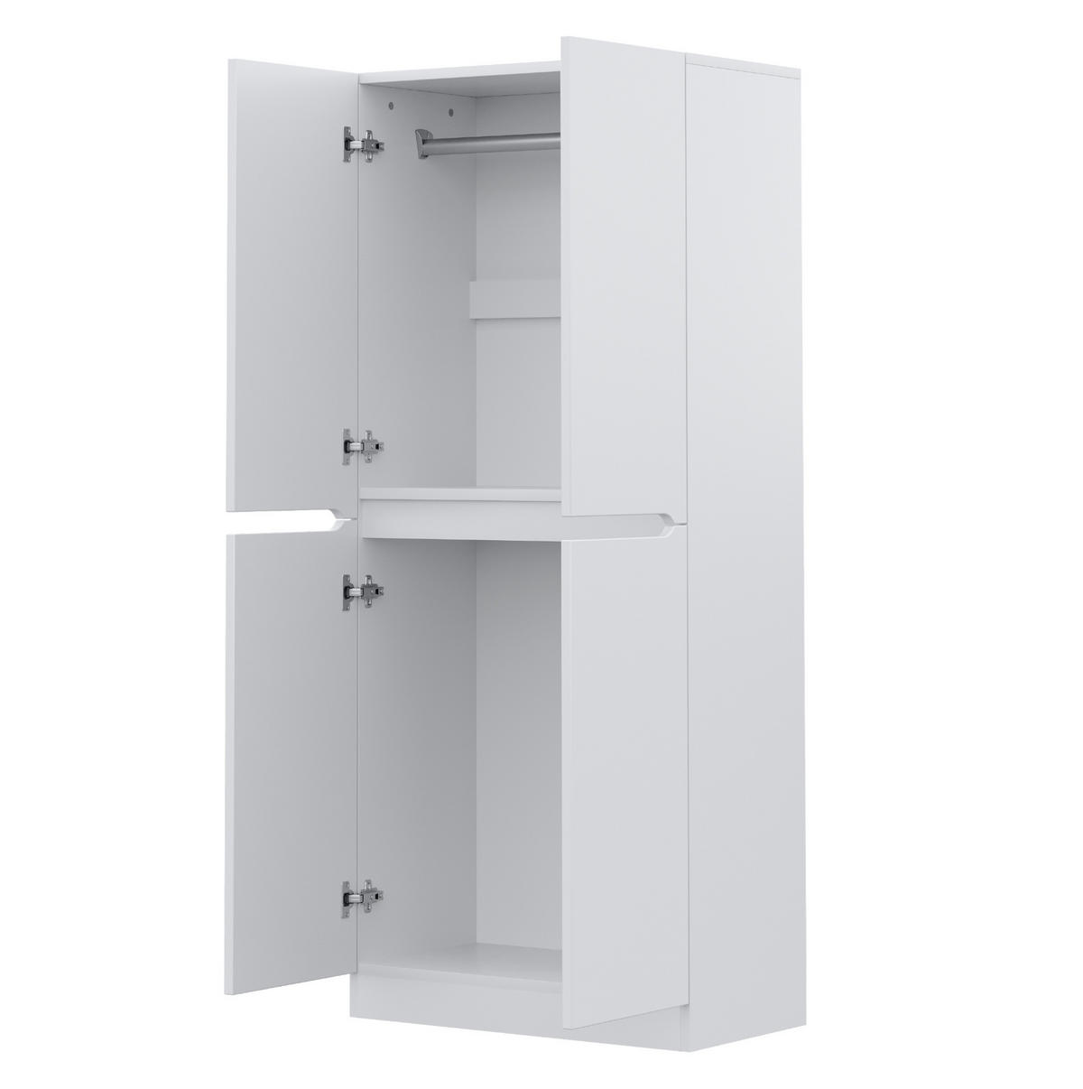 KLEIDERSCHRANK 70/40/170 cm mit 2 Drehtüren in Weiß - Weiß, Holz (70/170/40cm) - BEAOK