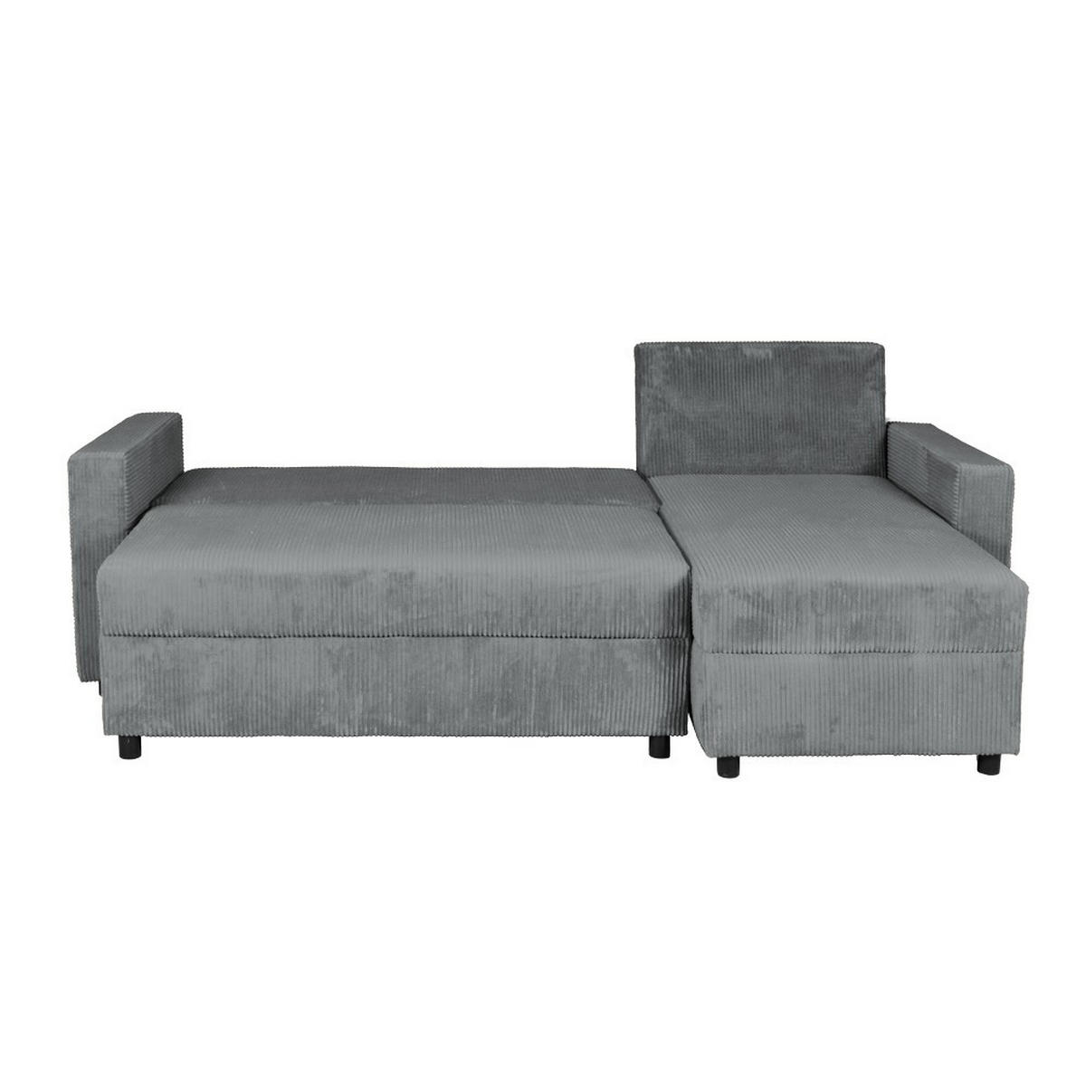 ECKSOFA THEO/ umwandelbar und wendbar, mit Truhe in Cord - Grau - Dunkelgrau, Textil (145/230cm) - Weber Industries