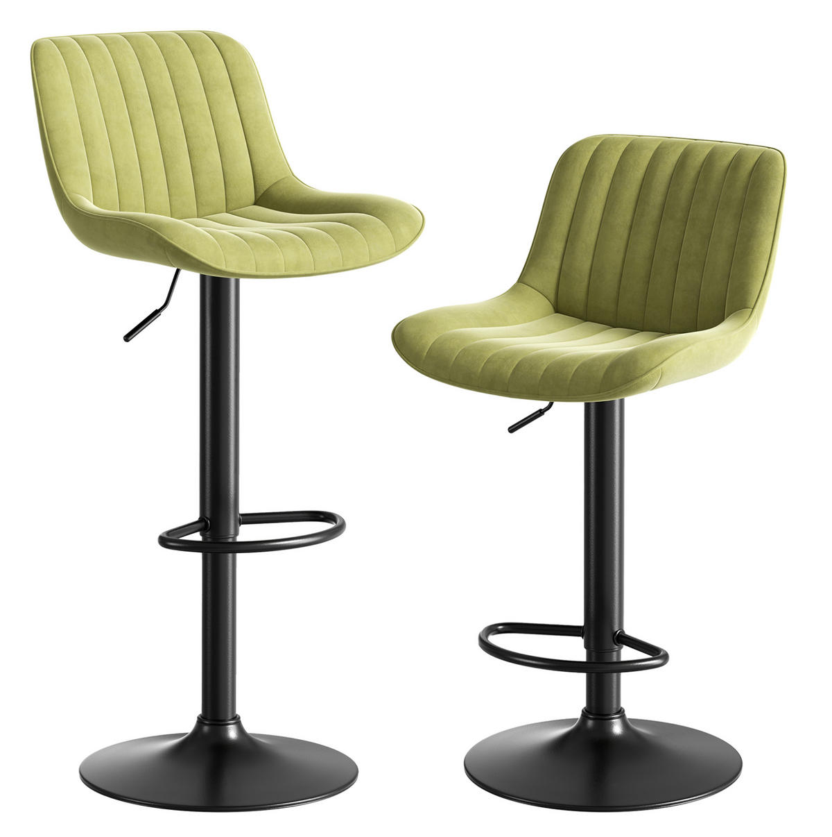BARHOCKER höhenverstellbar 87 - 109 cm Samt Grün 2er-Set - Grün, Metall (46/87/47.1cm) - Meubliv