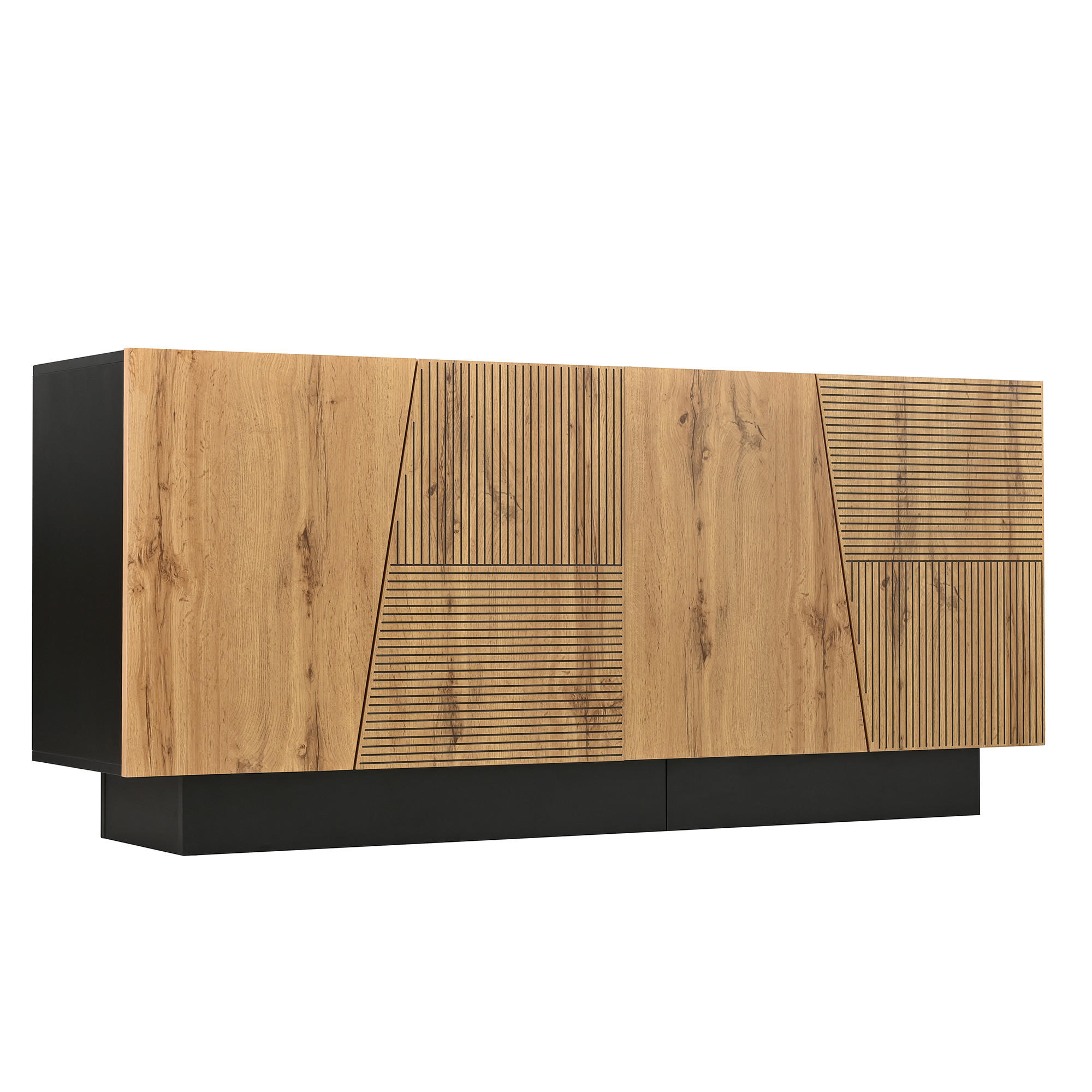 SIDEBOARD 160cm in Schwarz & Eiche-Optik - Walnussfarben, Holzwerkstoff (160/72/40cm) - Urban Meuble