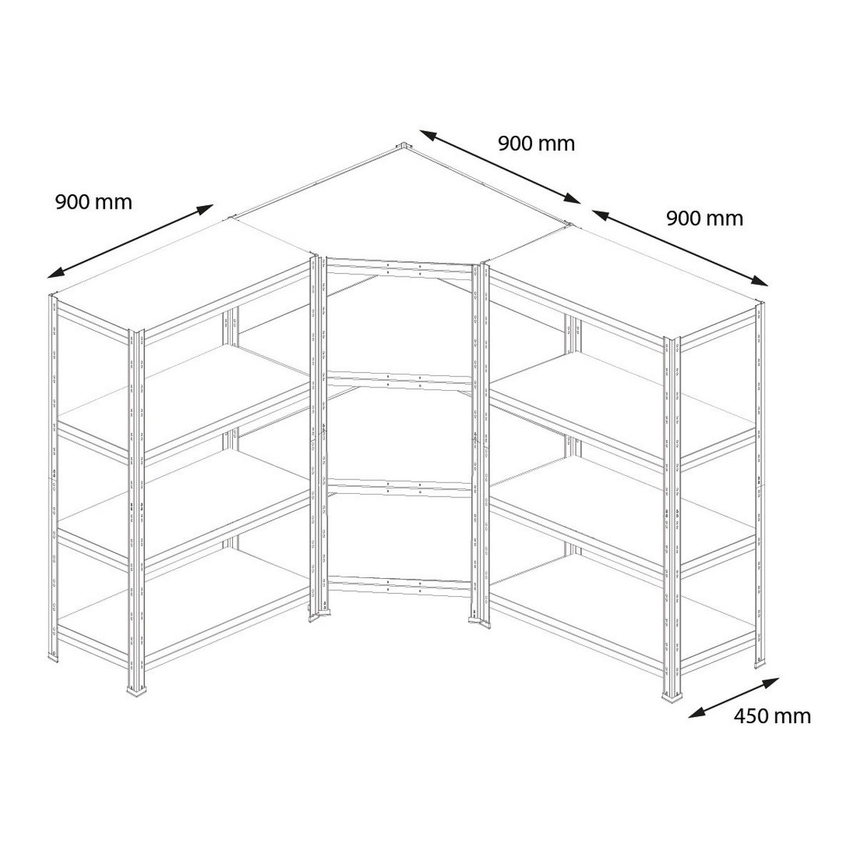 REGALSYSTEM 180x180x180x45 4B. verzinkt - Zinkfarben, Metall (360/180/45cm) - AR Shelving