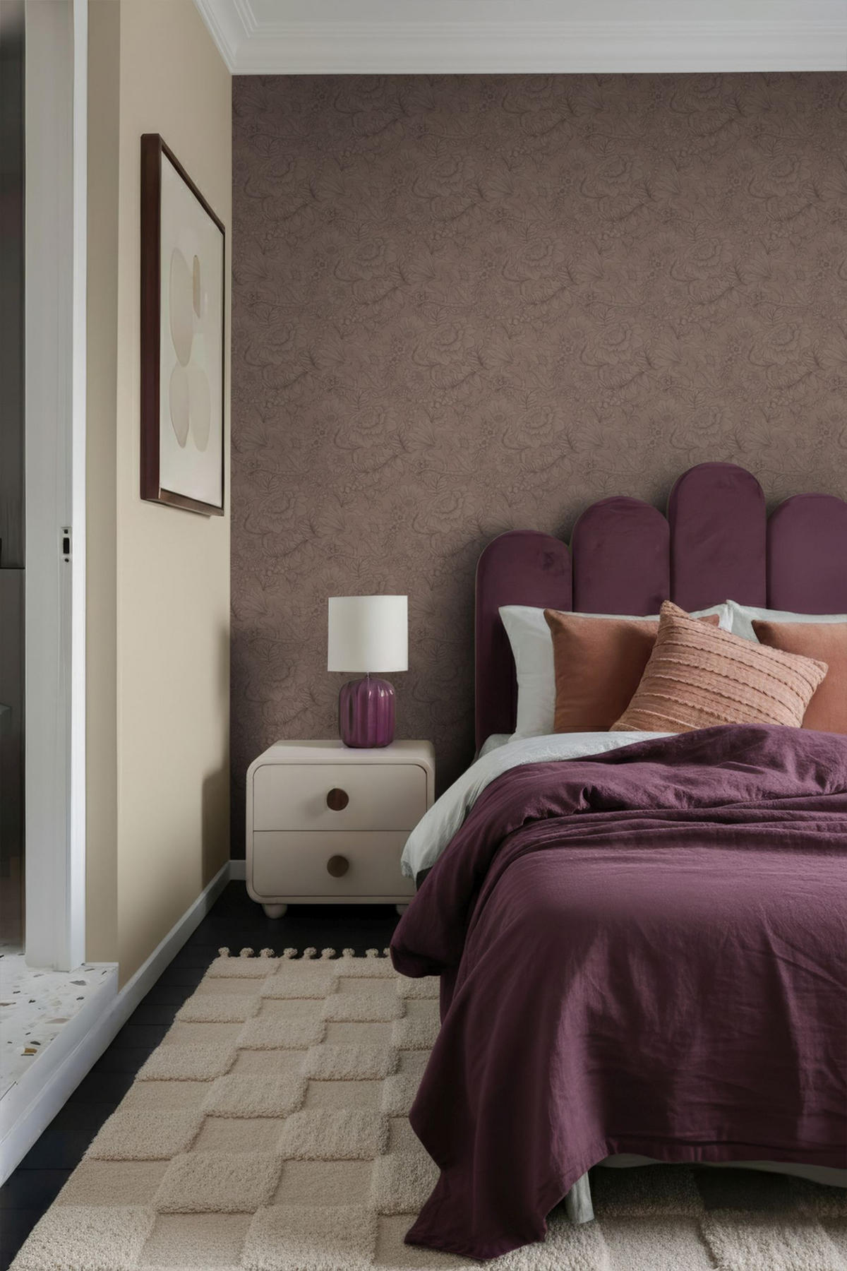 TAPETE Blumenmuster 50 x 900 cm - Braun, Papier (50/900cm) - ESTAhome