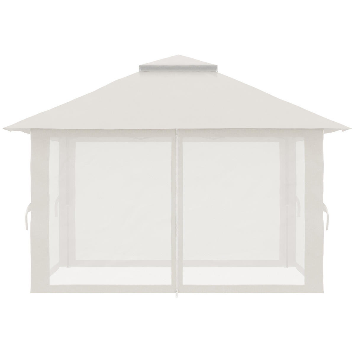 FALTPAVILLON 392/392/283 cm höhenverstellbar mit Doppeldach, UV50+-Schutz und Oxford-Polyesterdach, Cremeweiß - Weiß, Textil (392/283/392cm) - Redom