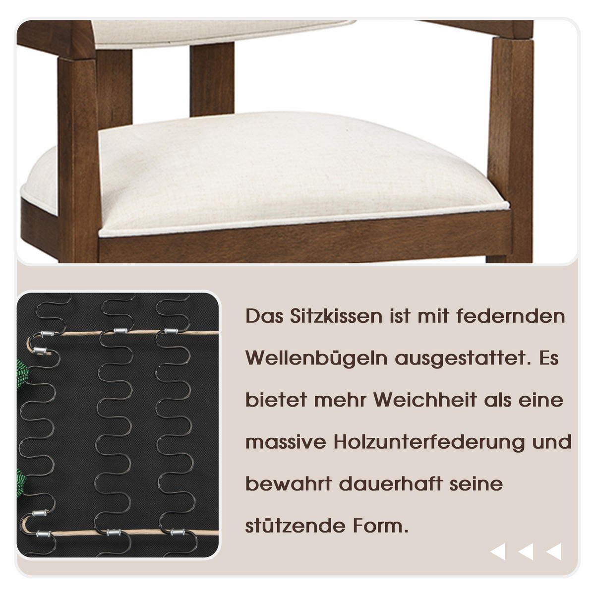 ESSZIMMERSTÜHLE 2er-Set Massivholz Leinen Walnuss - Walnussfarben, Naturmaterialien (57.5/78.5/60.5cm) - FLIEKS