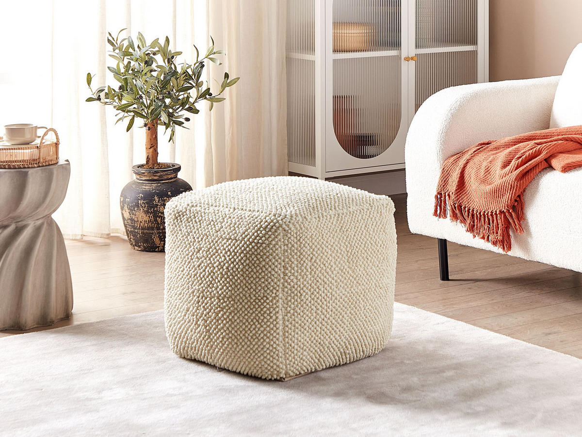 POUF Beige Joara - Beige, Textil (45/45/45cm) - Beliani