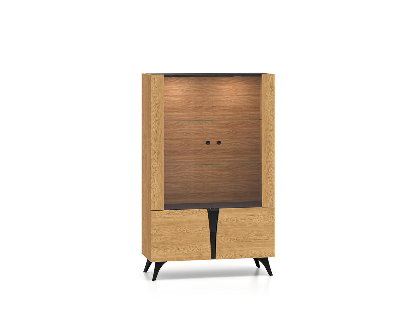 VITRINE Toscania Eiche / Schwarz 95 / 40 / 152cm - Eichefarben/Schwarz, Holz/Holzwerkstoff (95/152/40cm) - Feldmann-Wohnen