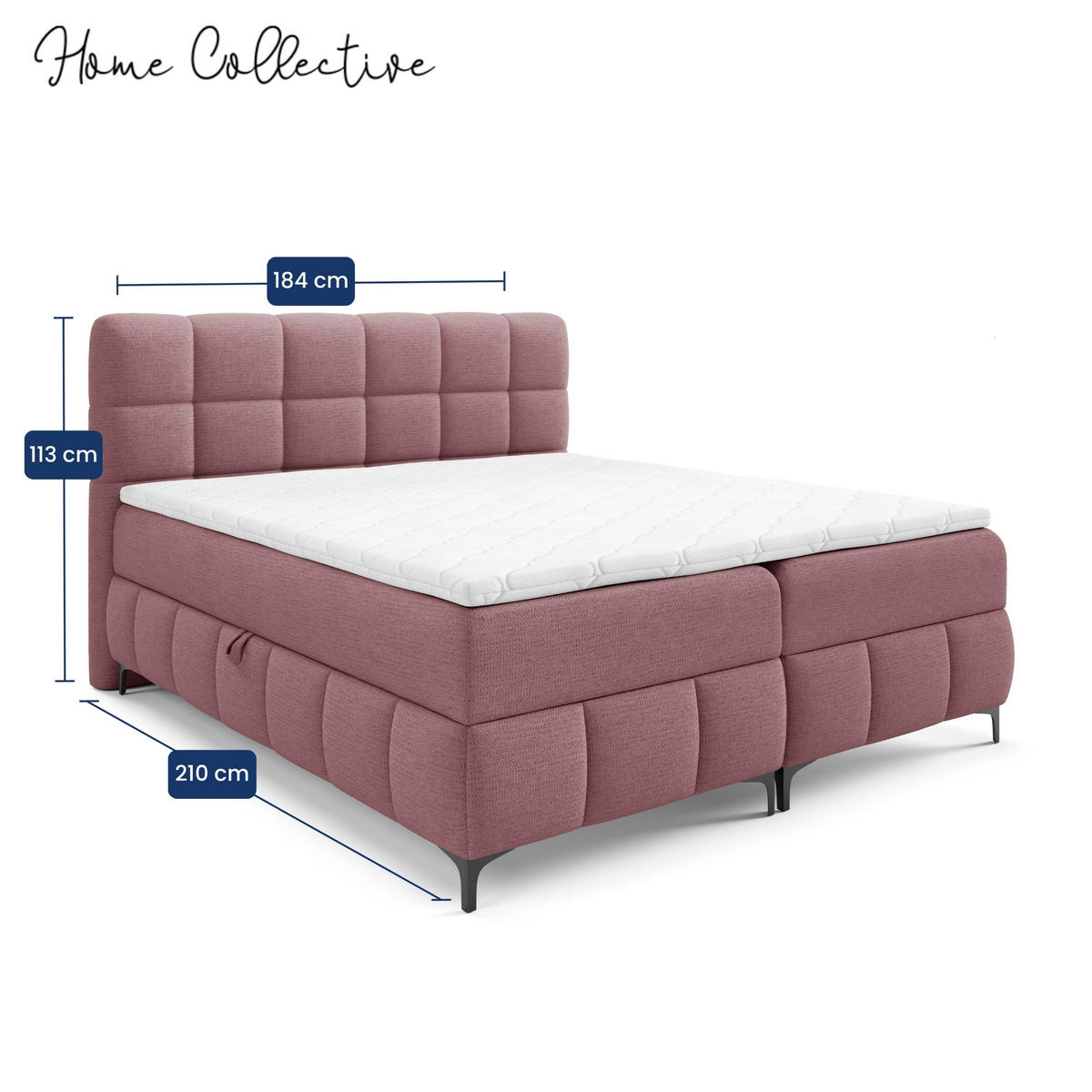BOXBETT mit Stauraum und Topper 180x200 cm Altrosa - Mauve, Textil (180/200cm) - Home Collective
