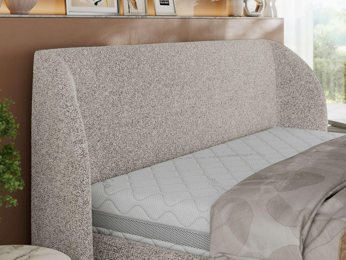 POLSTERBETT CAELA CLASSIC 160/200 - Hellgrau Strukture - ohne Matratze - Hellgrau, Textil (160/200cm) - MKS