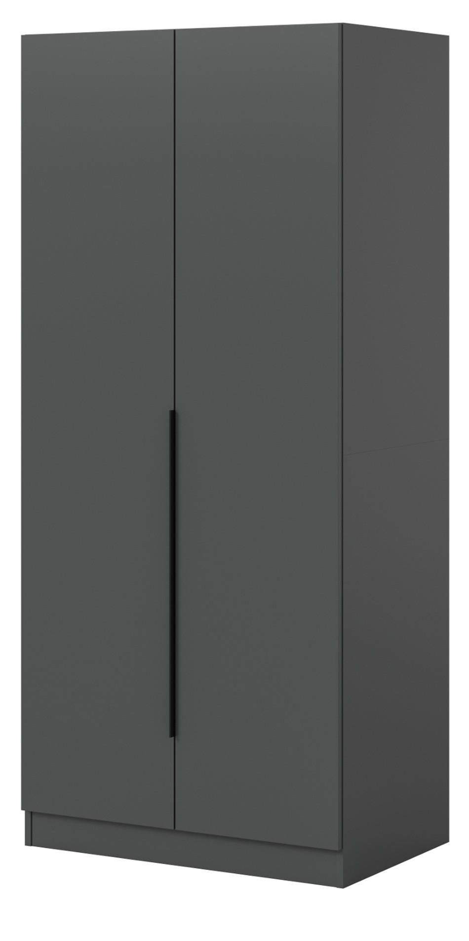 KLEIDERSCHRANK grau 2-türig 80 x 181 cm, Drehtürenschrank mit zusätzlichen Einlegeböden - Schwarz/Grau, Holzwerkstoff/Kunststoff (80/181/52cm) - Inn.Furn