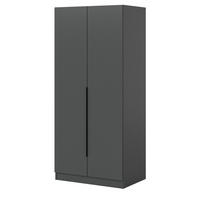 KLEIDERSCHRANK grau 2-türig 80 x 181 cm, Drehtürenschrank mit zusätzlichen Einlegeböden - Schwarz/Grau, Holzwerkstoff/Kunststoff (80/181/52cm) - Inn.Furn