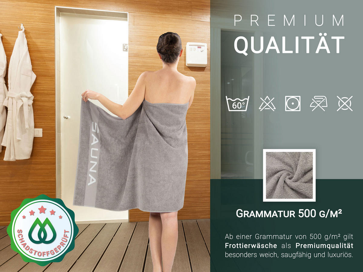 SAUNATUCH, 80x200 cm, 100% Baumwolle, Braun - Grau, Textil (80/200cm) - Zollner